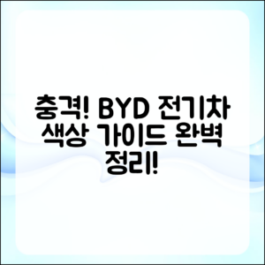충격적인 BYD 전기차 색상 완벽 가이드!